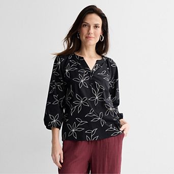 Petite Croft & Barrow® All Over Embroidered Top