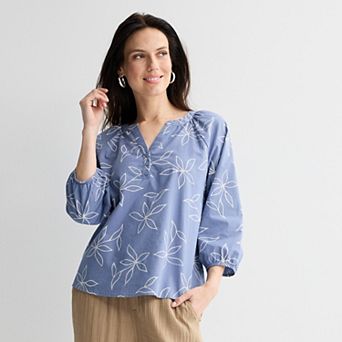 Petite Croft & Barrow® All Over Embroidered Top