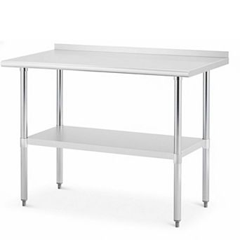 IDEALHOUSE 24x48 Inch Stainless Steel Prep Table with Backsplash