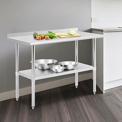 IDEALHOUSE 24x48 Inch Stainless Steel Prep Table with Backsplash