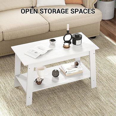 IDEALHOUSE Modern Coffee Table with 2-Tier Storage