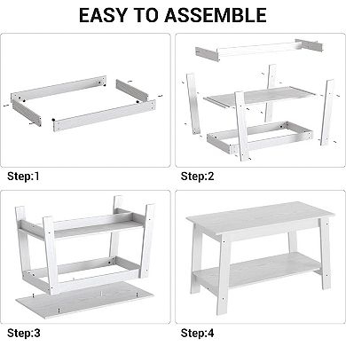 IDEALHOUSE Modern Coffee Table with 2-Tier Storage