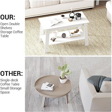 IDEALHOUSE Modern Coffee Table with 2-Tier Storage
