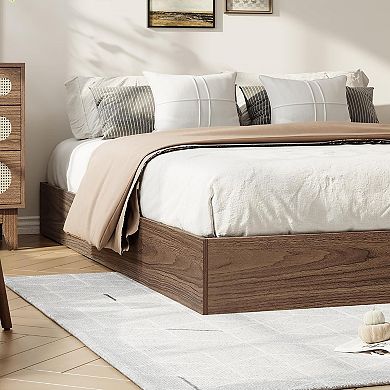 IDEALHOUSE Solid Wood Floor-Standing Platform Bed Frame