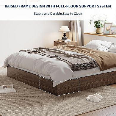 IDEALHOUSE Solid Wood Floor-Standing Platform Bed Frame