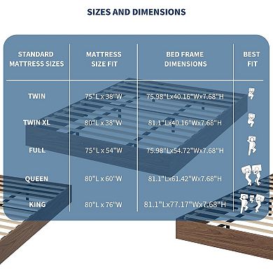 IDEALHOUSE Solid Wood Floor-Standing Platform Bed Frame