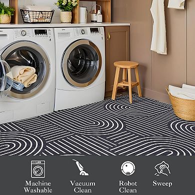 IDEALHOUSE Geometric Machine Washable Low Pile Area Rug