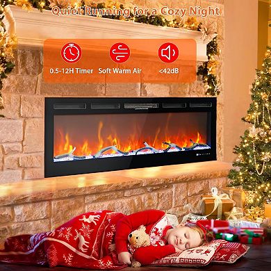 IDEALHOUSE 72 inch Smart Electric Fireplace with WiFi Alexa Voice Control, 12 Flame Colors