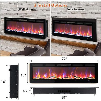 IDEALHOUSE 72 inch Smart Electric Fireplace with WiFi Alexa Voice Control, 12 Flame Colors