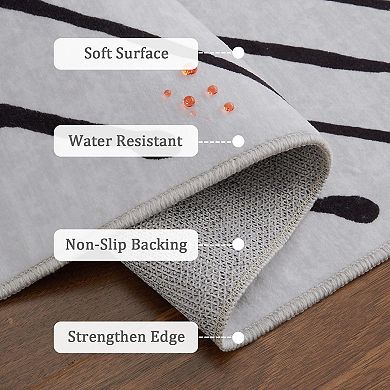IDEALHOUSE Geometric and Striped Washable Non Slip Area and Runner Rugs
