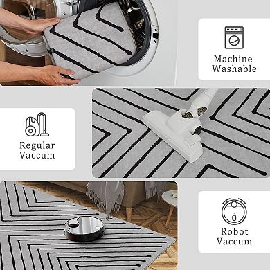 IDEALHOUSE Geometric and Striped Washable Non Slip Area and Runner Rugs