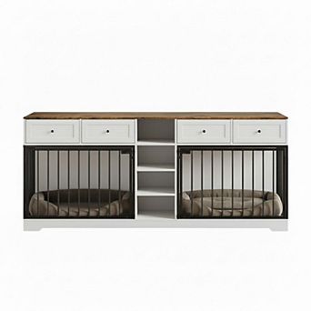 IDEALHOUSE Double Dog Crate Furniture with Storage