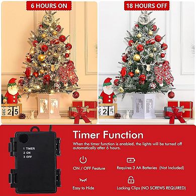 IDEALHOUSE Christmas Tree 3ft Pre-Lit Flocked Artificial, 78 LEDs, Snowman Bonsai Base