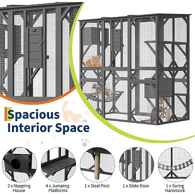 IDEALHOUSE 70 Inch Grey Wooden Outdoor Catio Enclosure