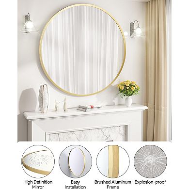 IDEALHOUSE Gold Round Wall Mirror