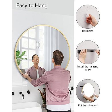 IDEALHOUSE Gold Round Wall Mirror