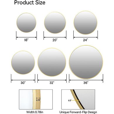 IDEALHOUSE Gold Round Wall Mirror