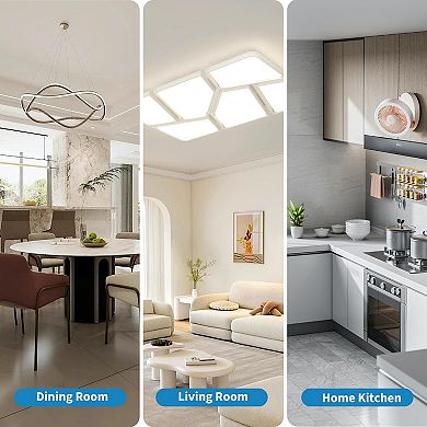 IDEALHOUSE Round Dining Table with Storage Shelf, Wood and Black Metal Base