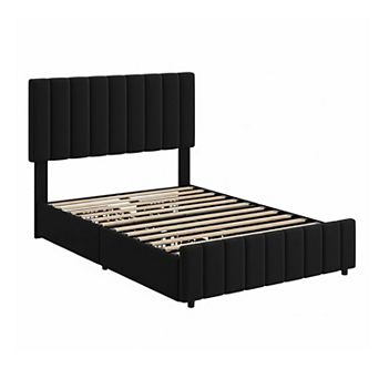 IDEALHOUSE Linen Upholstered Storage Bed with Adjustable Headboard