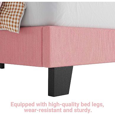 IDEALHOUSE Corduroy Velvet Upholstered Twin Bed Frame