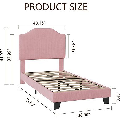 IDEALHOUSE Corduroy Velvet Upholstered Twin Bed Frame