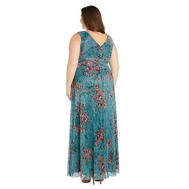 Plus Size R&M Richards Long Floral Crinkle Dress