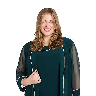 Plus Size R&M Richards Rhinestone Trim Jacket Dress