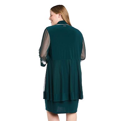 Plus Size R&M Richards Rhinestone Trim Jacket Dress