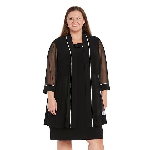 Женские платья R&M Plus Size R&M Richards Rhinestone Trim Jacket Dress