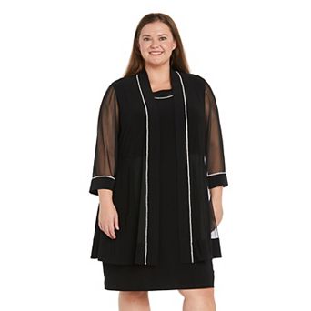 Plus Size R&M Richards Rhinestone Trim Jacket Dress