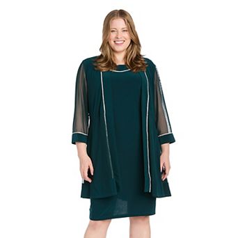 Plus Size R&M Richards Rhinestone Trim Jacket Dress