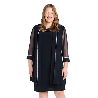 Plus Size R&M Richards Rhinestone Trim Jacket Dress