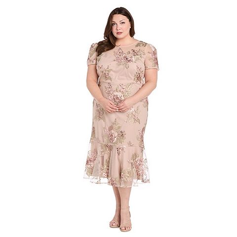 Женские платья R&M Plus Size R&M Richards Floral Mesh Midi Dress