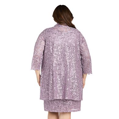 Plus Size R&M Richards 2-pc. Glitter Lace Jacket & Dress Set