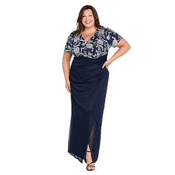 Plus Size R&M Richards Long Matte Chiffon Dress