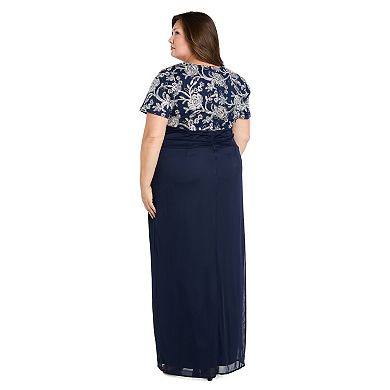 Plus Size R&M Richards Long Matte Chiffon Dress