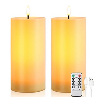 2 Packs Outdoor Waterproof Flameless Candles with Timer & Remote Control
