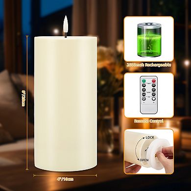 2 Packs Outdoor Waterproof Flameless Candles with Timer & Remote Control