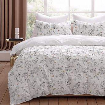 Pointehaven 200 Thread Count Cotton Percale Duvet Cover Set with Shams
