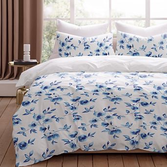 Pointehaven 200 Thread Count Cotton Percale Duvet Cover Set with Shams