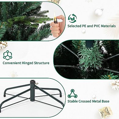Christmas Tree with Base,7-Fork Spruce Tips,Artificial Spruce Christmas Trees for Home Decor Festive