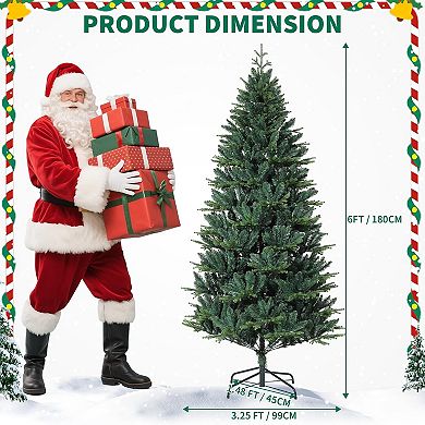 Christmas Tree with Base,7-Fork Spruce Tips,Artificial Spruce Christmas Trees for Home Decor Festive