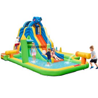 Inflatable Water Slide with Splash Pool and Climbing Wall