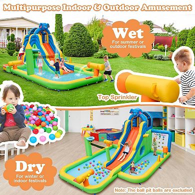 Inflatable Water Slide with Splash Pool and Climbing Wall