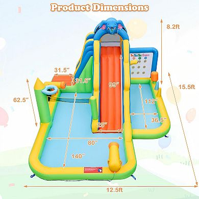 Inflatable Water Slide with Splash Pool and Climbing Wall