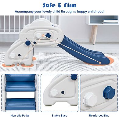 Kids Indoor Slide Freestanding Toddler Slide with Climbing Steps and Handrails