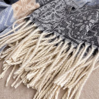 Soft Geometric Pattern Winter Scarf with Warm Cozy Knit Texture