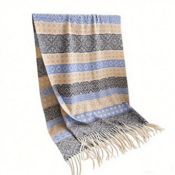 Soft Geometric Pattern Winter Scarf with Warm Cozy Knit Texture