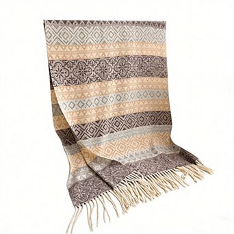 Soft Geometric Pattern Winter Scarf with Warm Cozy Knit Texture