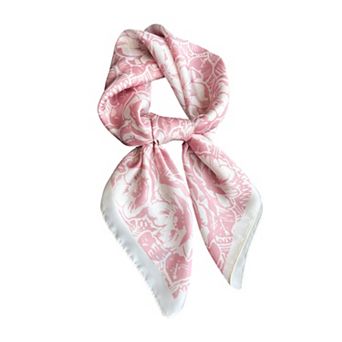 Floral Print Satin Square Scarf Lightweight Soft Neck Hair Accessory